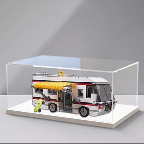 Transparent Acrylic display box for Lego 31052 Vacation Camper model Dustproof Storage Display Box Model Not Included White base