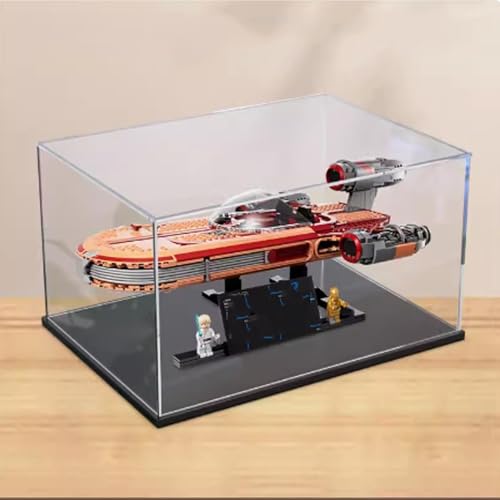 Transparent Acrylic display box for Lego 75341 Land Speeders model Dustproof Storage Display Box Model Not Included Black base