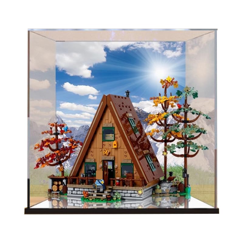 HCAEIOFJ Clear Acrylic Display Case for Lego Ideas 21338 Applicable for AFrame Cabin Display Box GiftDisplay Case Only Mirror BottomBackground