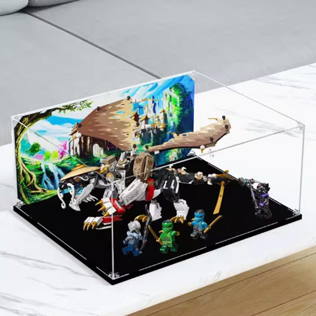Selfassembling clear acrylic display box dustproof storage collectibles memorabilia display box cube countertop box for Lego 71809 Dragon Master block model box only