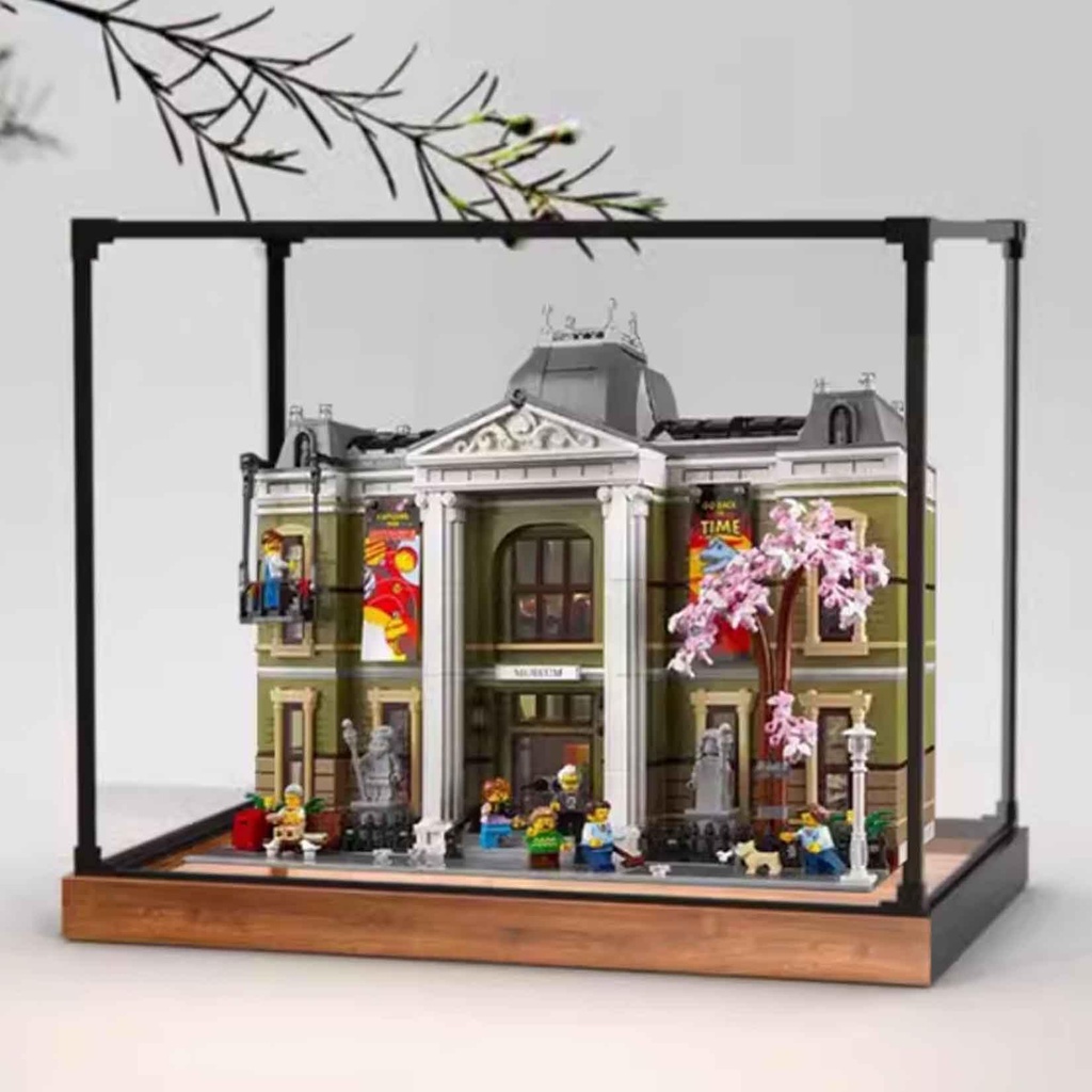 Acrylic Display Box for Lego 10326 Natural History Museum Transparent Dustproof Display Box Compatible with Lego 10326 Construction kit Model not Included Wooden Base
