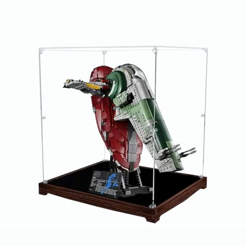 Figures Display Box for LEGO 75060 for Star Wars Slave Acrylic Dustproof Transparent Custom Display Case No Model Black Walnut3mm