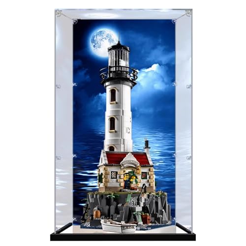 Acrylic Display Case for Lego 21335 Motorized Lighthouse Building SetClear Display Case DustProof Display Case Compatible with Lego 21335 Only Display Case BackgroundA