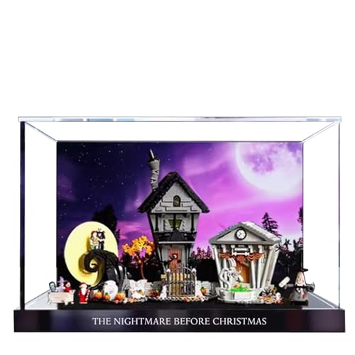 Acrylic Display Case for Lego 21351 Christmas Eve Horror Building SetClear Display Case DustProof Display Case Compatible with Lego 21351 Only Display Case Raise The BaseBackground