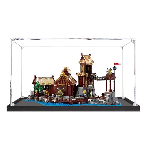 BoHeart Acrylic display case for Lego 21343 Viking Village Specialcustomizedtransparent Dustproof display box can be collectedsize506x306x33cm Model Not Included Black base