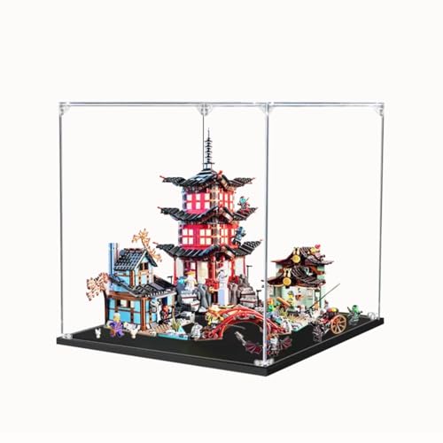 Figures Display Box for LEGO 70751 for Temple Acrylic Dustproof Transparent Custom Display Case No Model snap fastener2mm