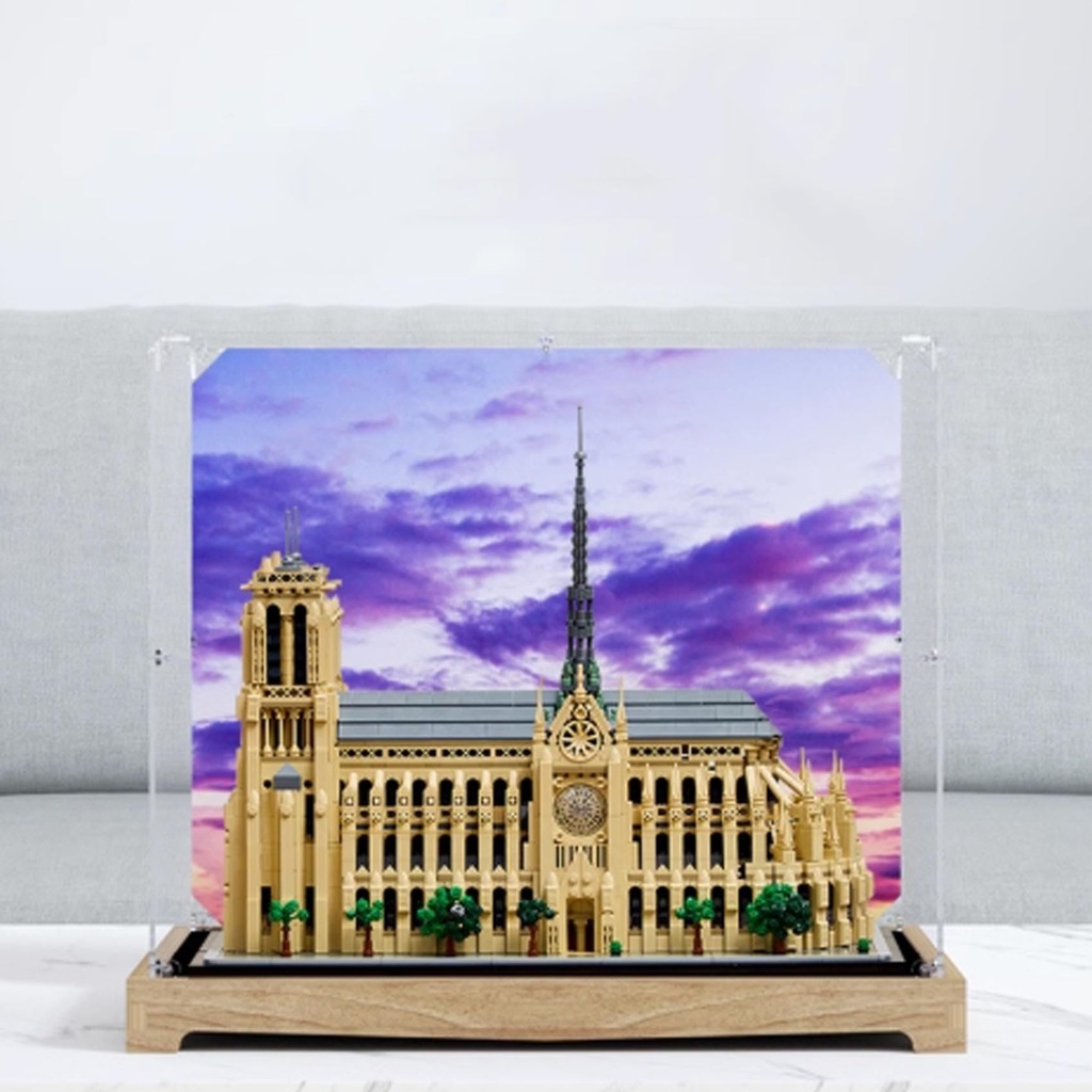 Transparent Acrylic Display Casefor Lego 21061 Notre Dame de Paris Model Clear BoxStorage BoxDisplay BoxCompatible with 21061 Model Display Box only Log Color