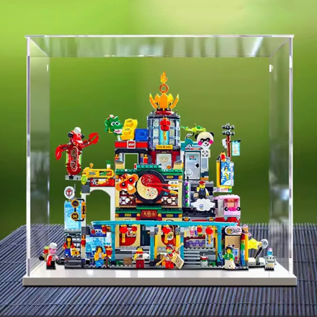 Acrylic Display Box for Lego 80036 Lantern City Model Transparent Dustproof Display Box Compatible with Lego 80036 Construction kit Model not Included White Base