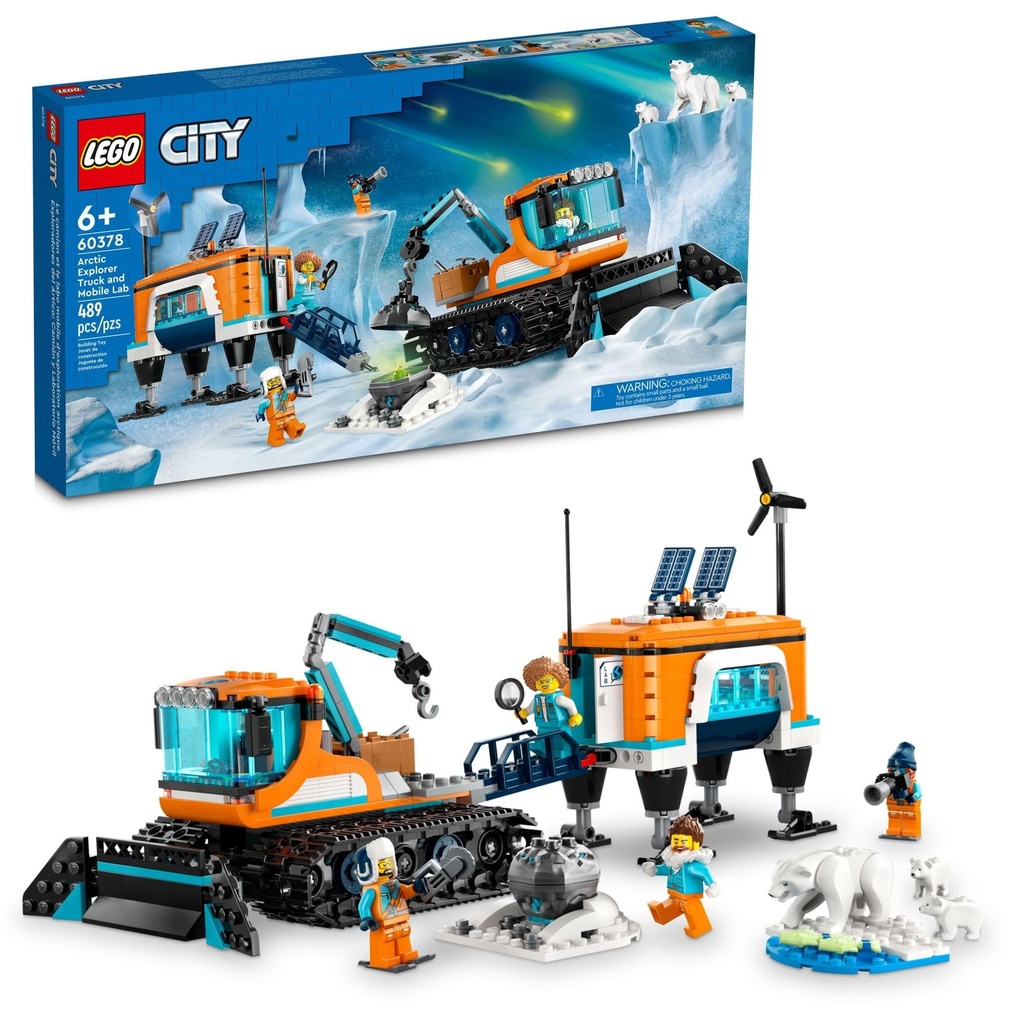 LEGO City Arctic Explorer Truck and Mobile Lab 60378 City Exploration Building Toy Set for Ages 6 Includes a Tracked Vehicle Laboratory Meteorite 4 Minifigures and 3 Polar Bear Figures