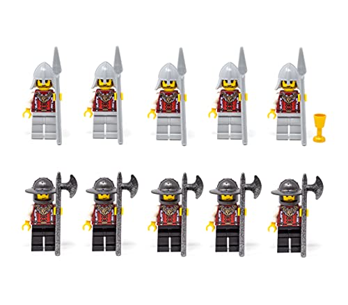 LEGO Castle Kingdoms Knights Army with 2 x 5 Lion Knights with Spears and Halberds and Queen Set of 11 Figures