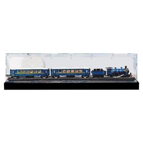 Transparent Acrylic Display Casefor Lego 21344 Train Model Clear BoxStorage BoxDisplay BoxCompatible with 21344 Model Display Box only Wood Grain Raised Base