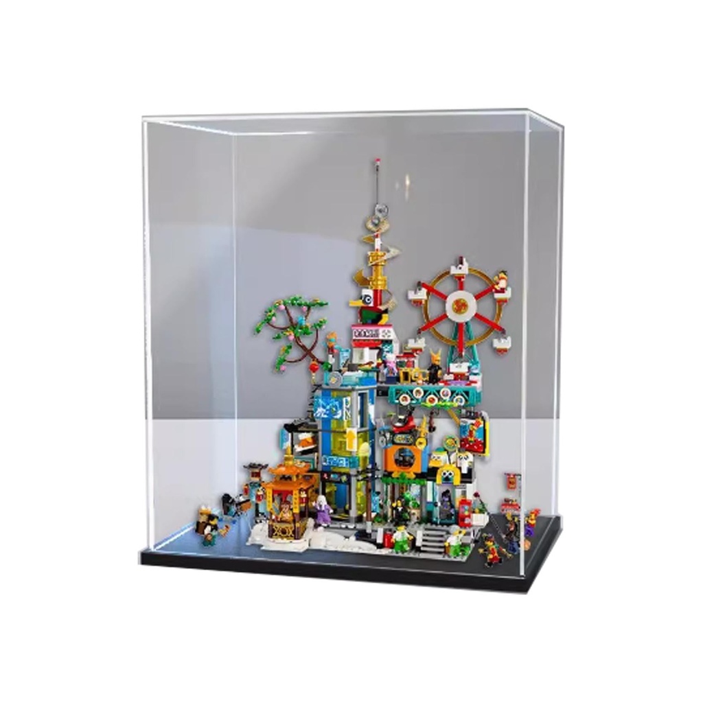FEIFANBOYANG Acrylic Display case for Lego 80054 Million Cities Model Dustproof Transparent collections Display Case display box only Black base