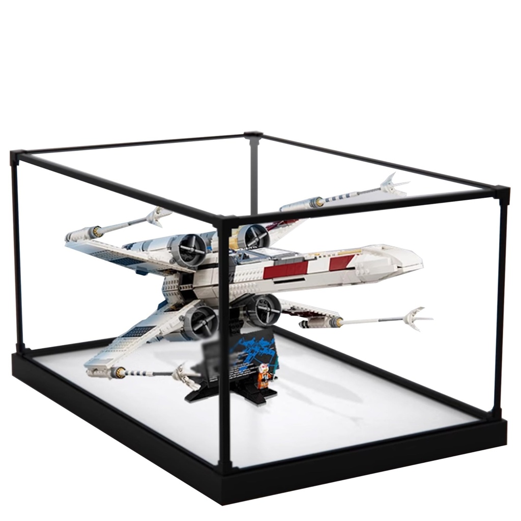 Acrylic Display Case for Lego 75355 XWing Starfighter Building SetClear Display Case DustProof Display Case Compatible with Lego 75355 Only Display Case Black Base