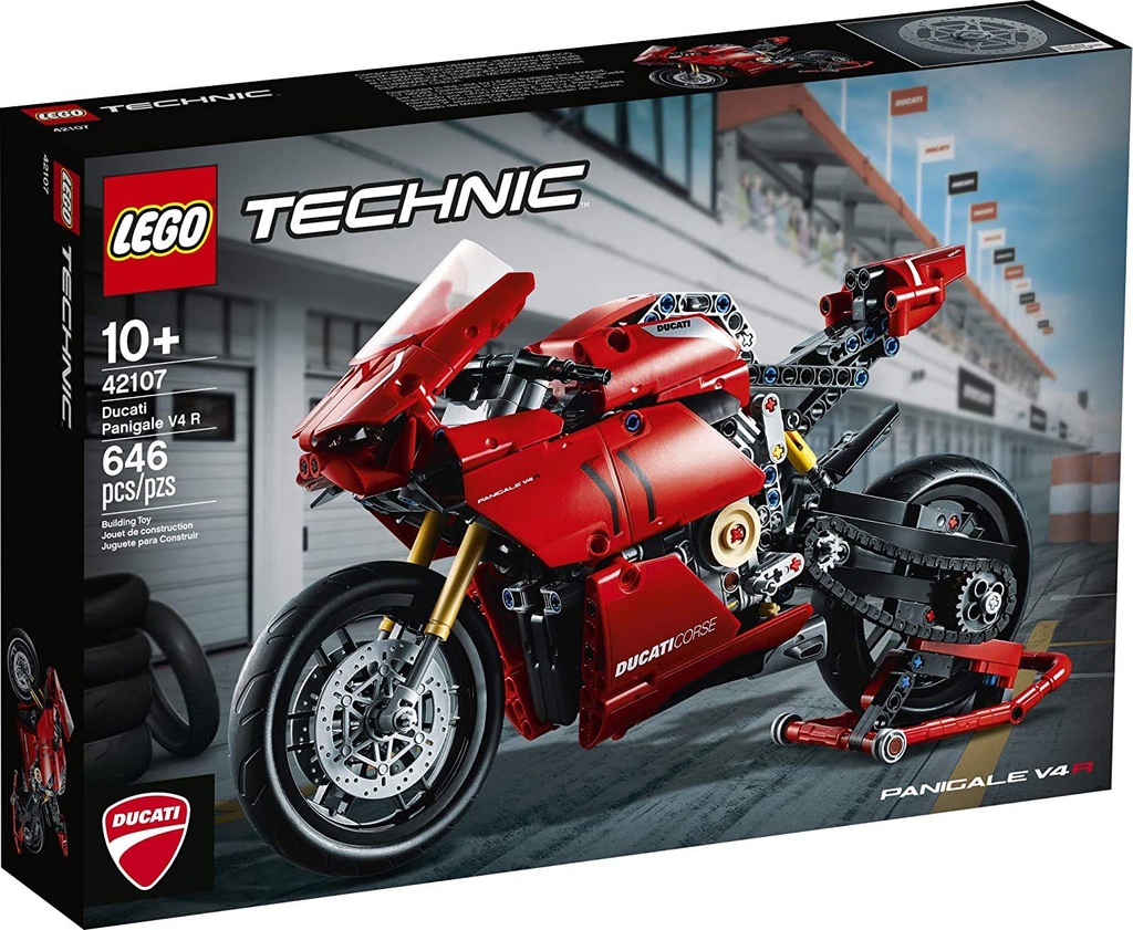 LEGO Technic Ducati Panigale V4 R 42107 Motorcycle Toy Building Kit Build A Model Motorcycle Featuring Gearbox and Suspension 2020 646 Pieces