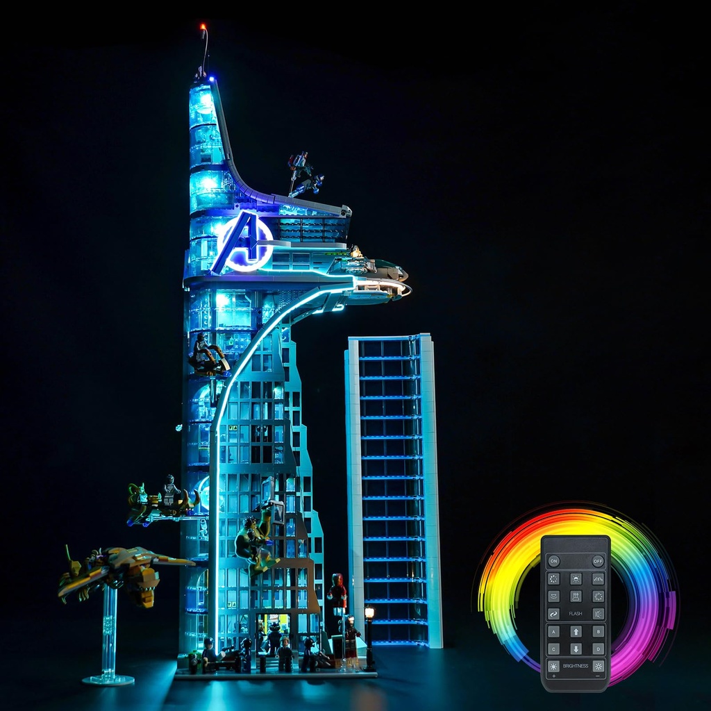 Light Kit for Lego Marvel Avengers Tower Lighting Set for Lego 76269 Avengers Tower Not Include Models Just Light Kit Remote Control Version