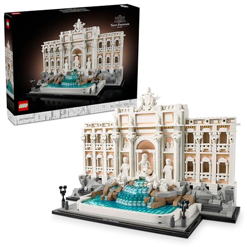 LEGO Architecture Trevi Fountain Baroque Monument Model Kit with Palazzo Poli Facade Minifigure Sculptures Home or Office Decor DIY Set for Adults Gift for HistoryLoving Men Women 21062