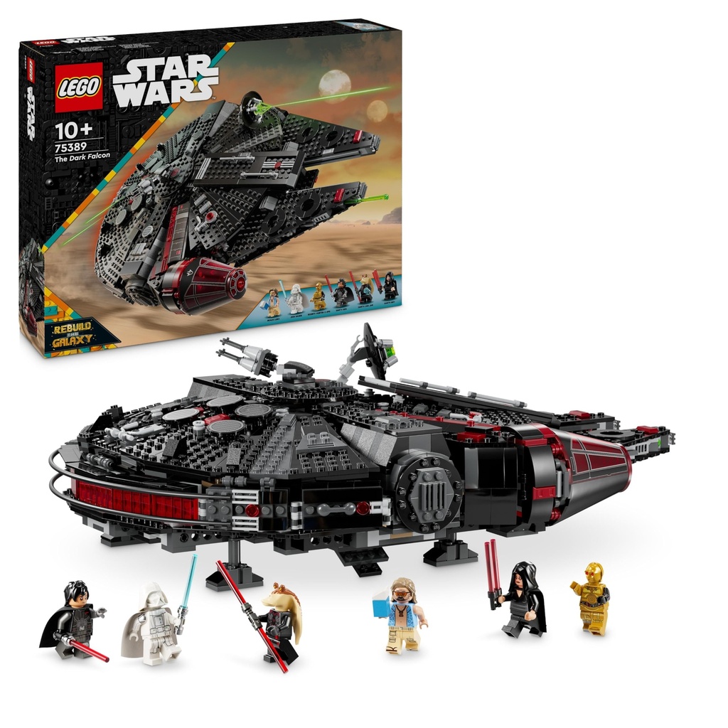 LEGO Star Wars The Dark Falcon Starship Set Vehicle Building Toy for 10 Plus Year Old Boys Girls with 6 Minifigures Incl C3PO Birthday Gift for Kids and Fans 75389