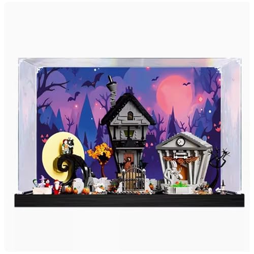 Acrylic Display Case Compatible with Lego 21351 Christmas Eve Scare Display Case Kit Dustproof Transparent Display Case Storage Box Display Case Only BackPainted