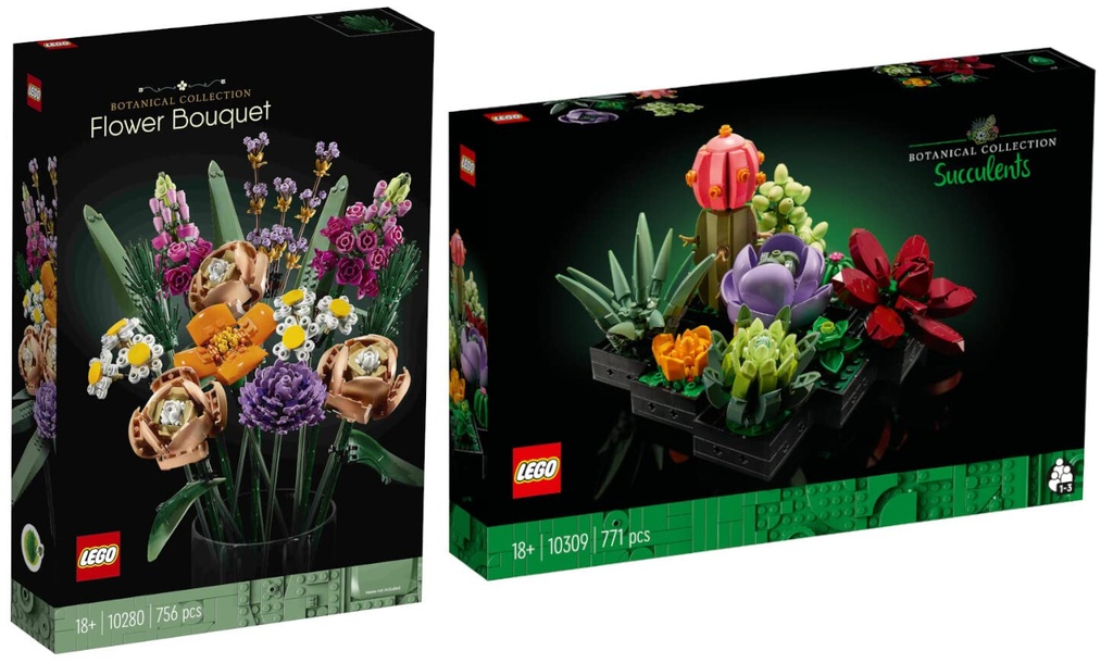 Lego Set of 2 10309 Succulents 10280 Bouquet