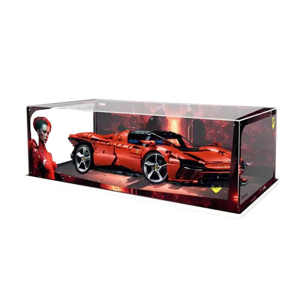 Acrylic Display Case for Lego 42143 Technic Ferrar Daytona SP3Race Car ModelDustproof AntiUV Storage BoxGift Collectors Background E