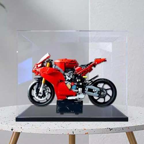 Transparent Acrylic Display Case for Lego 42202 Motorcycle Model Clear BoxStorage BoxDisplay BoxCompatible with 42202 Model Display Box only Black Base