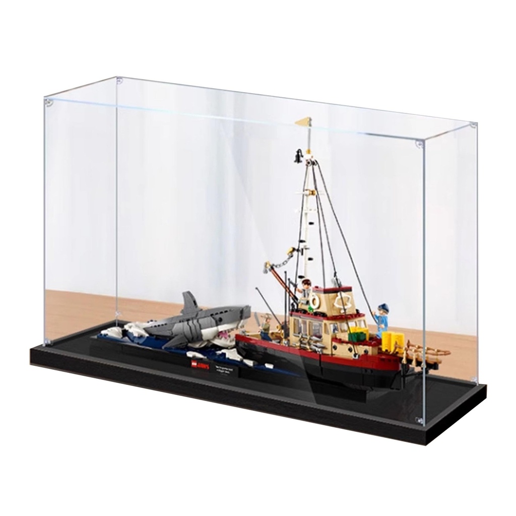 DDXMML Acrylic Display Case Compatible with Lego 21350 Jaws Orca Boat Dustproof UVResistant Transparent 3mm