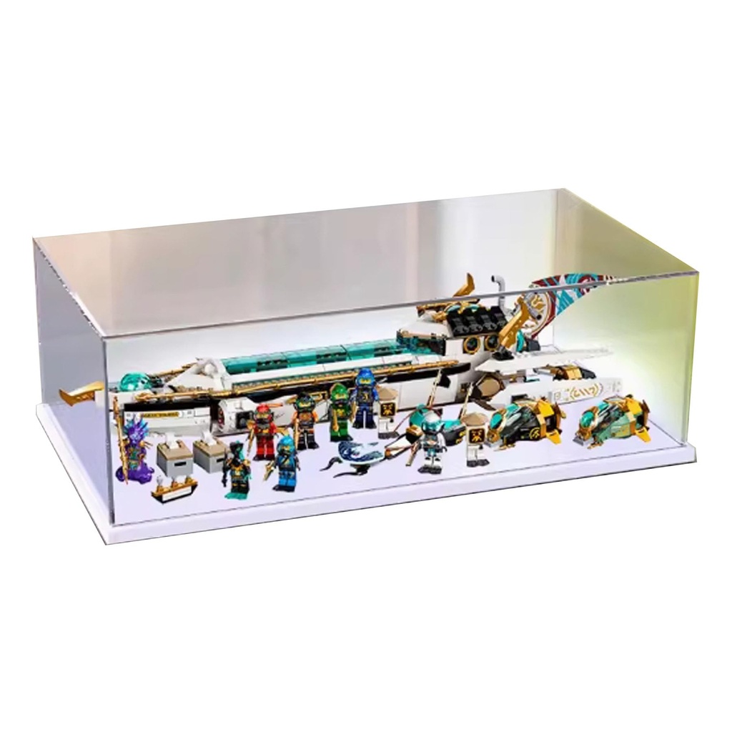 CHIFENMS Acrylic Display Box for Lego 71756 Underwater Reward Clear Dustproof Display Box Box Only Lego Set Not Included White Base