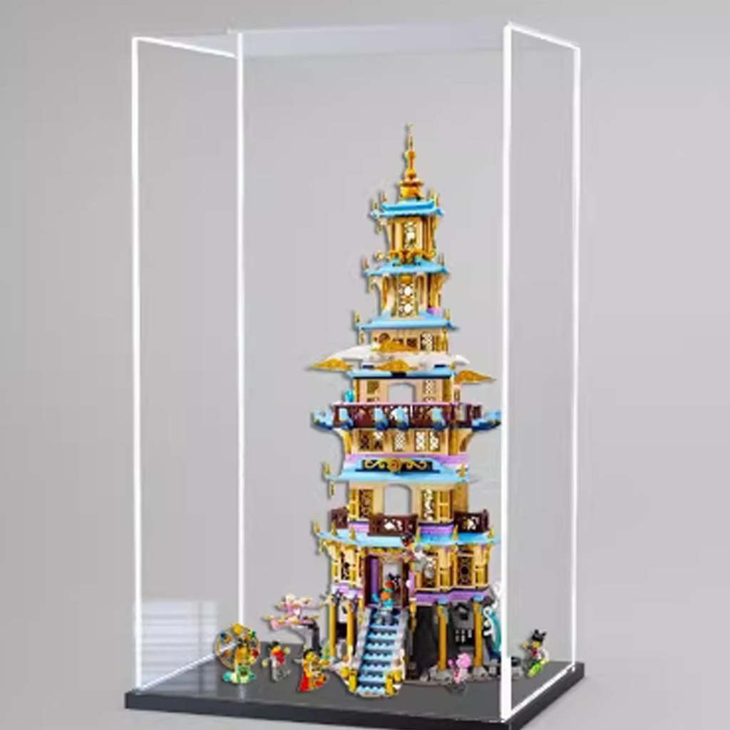 CHIFENMS Acrylic Display Clear Collectors Box Compatible with Lego 80058 Pagoda Building Block Model Dust Storage Box Display Box Box Only Style 3