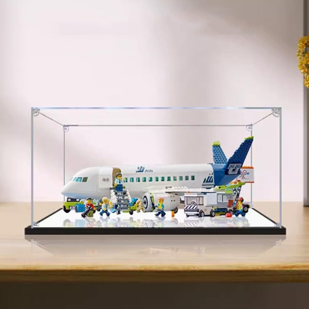 Acrylic Display Box Compatible with Lego 60367 Passenger Aircraft Model Kit Thick Base Collectible Gift Box Box Only 3mm Mirrors