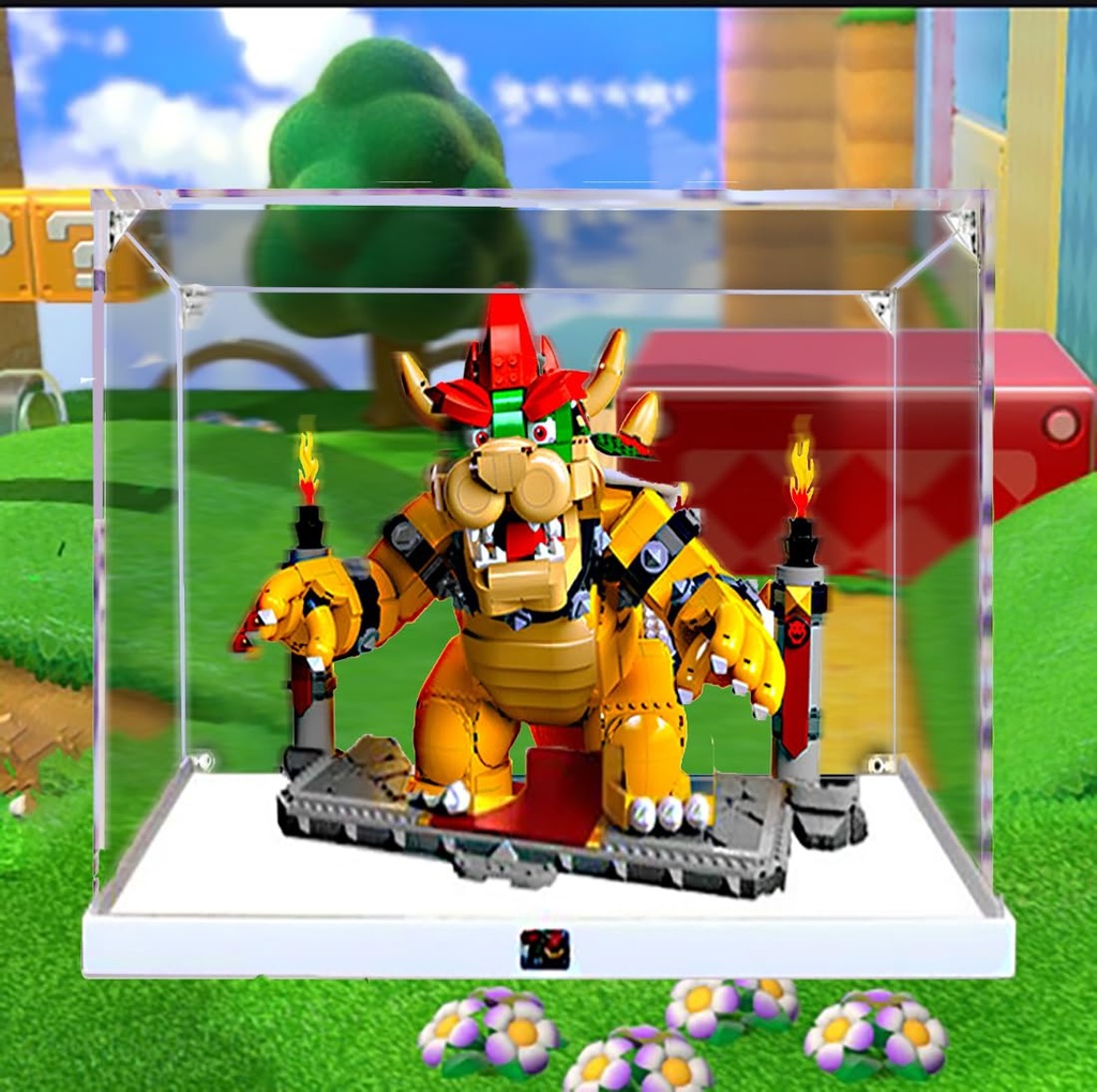 Acrylic Display Case for LEGO 71411 The Mighty Bowser Model Dustproof Building Block Display Casesize177x118x138 inchesOnly Display Case White heightened base transparent
