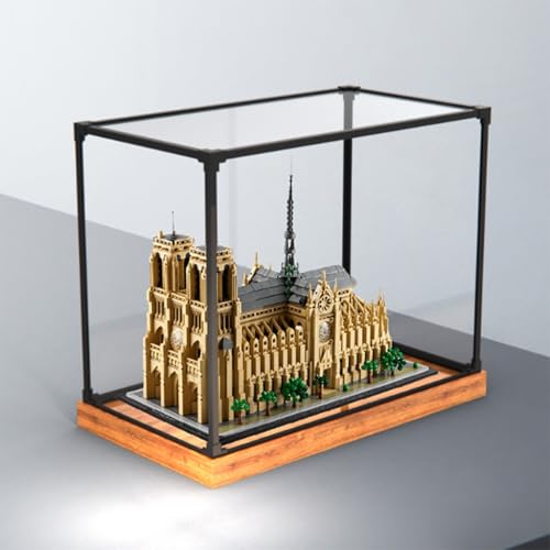 Compatible with Lego 21061 Notre Dame de Paris Acrylic Display Box Collectible Gift Display Box Storage Box Box OnlyWood grain base