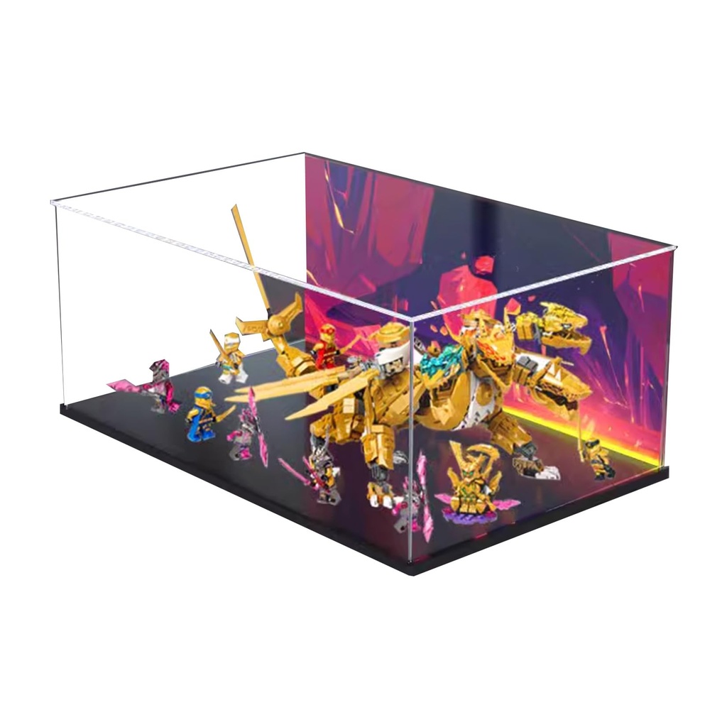 Acrylic Display Case for Lego NINJAGO Lloyds Golden Ultra Dragon Dustproof Display Box compatible with LegoGift Background A