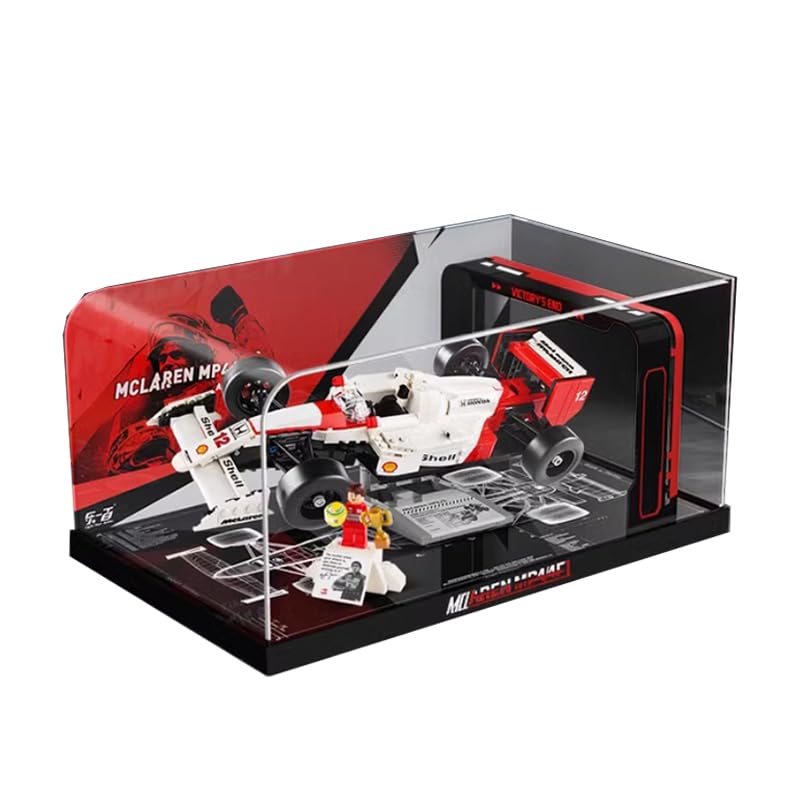HCAEIOFJ Clear Acrylic Display Case for Lego Icons 10330 Applicable for McLaren MP44 Ayrton Senna Vehicle Designed Display Box Gift