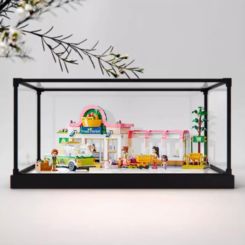 Transparent Acrylic display box for Lego 41729 Organic Food Supermarket model Dustproof Storage Display Box Model Not Included White base