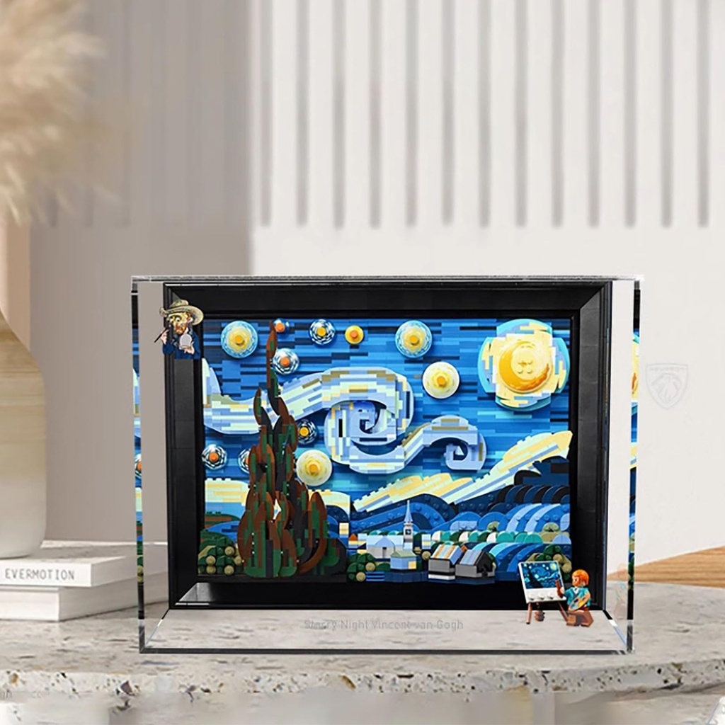 Integrated Acrylic Display Case for Lego 21333 Starry Night Oil Painting Model Dustproof Display Box Storage Box Transparent Box Display Box Compatible with Lego 21333 Only Case No Model B