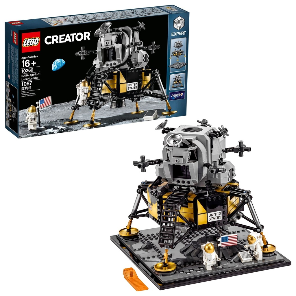 LEGO 10266 Creator Expert NASA Apollo 11 Lunar Lander Model Building Kit with Astronaut Minifigures Collectible Home Décor Gift Idea
