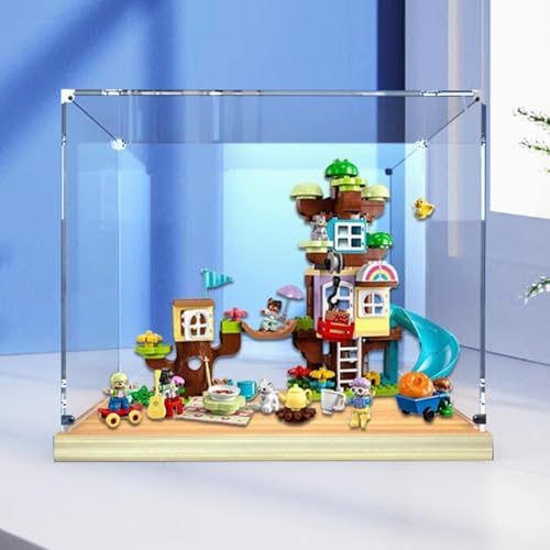 Transparent Acrylic Display Casefor Lego 10993 Creative Treehouse Model Clear BoxStorage BoxDisplay BoxCompatible with 10993 Model Display Box only Gold Oak Base