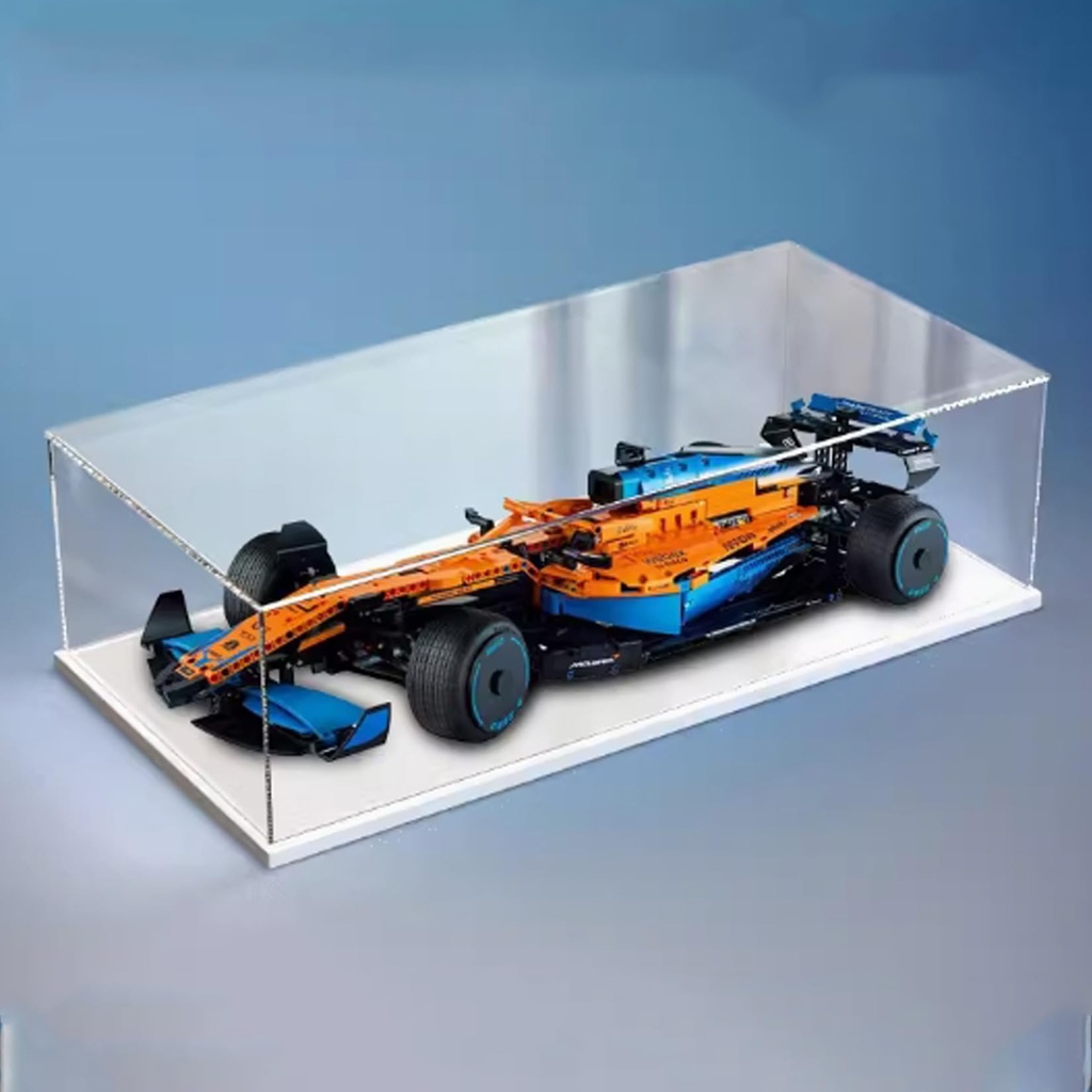 Acrylic Display Box for Lego 42141 Formula Racing Transparent Dustproof Display Box Compatible with Lego 42141 Construction kit Model not Included White Base