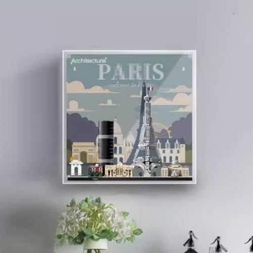 Figures Display Box for LEGO 21044 for Paris Skyline Acrylic Dustproof Transparent Custom Display Case No Model Onepiece wallmounted B