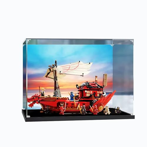 Figures Display Box for LEGO 71705 Boat Acrylic Dustproof Transparent Display Case No Model background