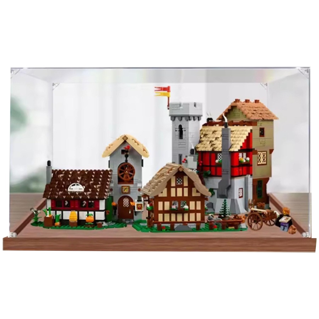 Acrylic display box compatible with lego 10332 Town Square model selfassembling clear dust cabinet collectible organizer box only 2 mm wood color