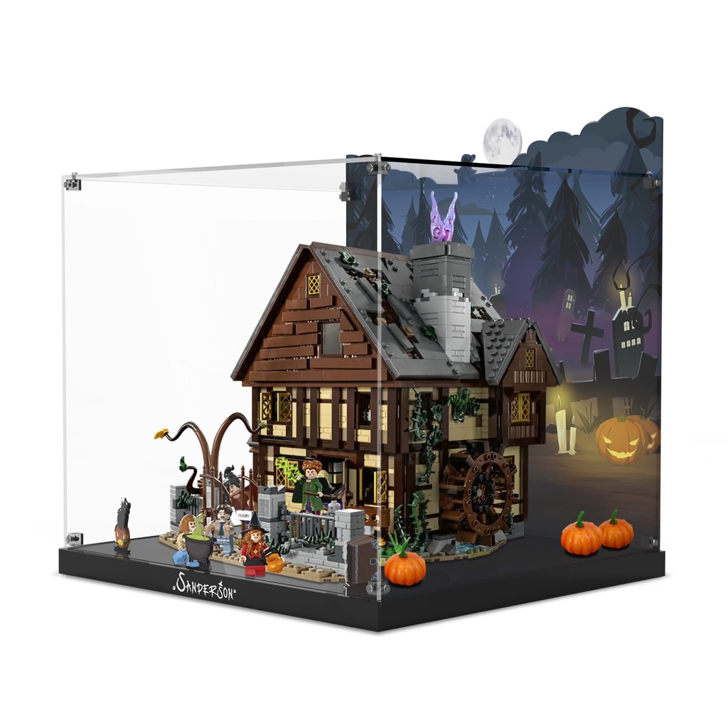 PIPART Acrylic Display Case for Lego 21341 Hocus Pocus The Sanderson Sisters Cottage Dustproof Clear Rectangular Tabletop Display Enclosure Display Case Only Lego Model Not Included Clear