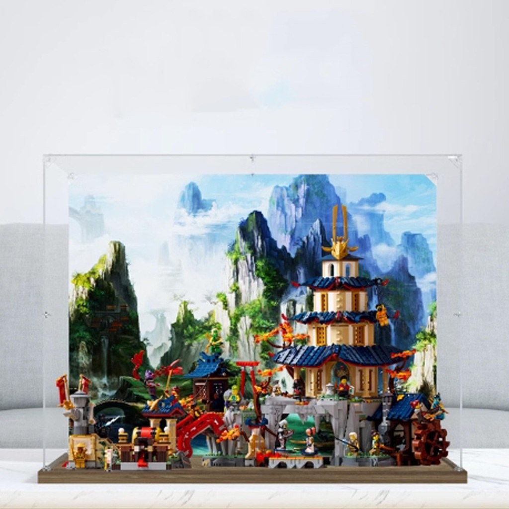 Transparent Acrylic Display Casefor Lego 71814 City of Temples Model Clear BoxStorage BoxDisplay BoxCompatible with 71814 Model Display Box only Wooden Base