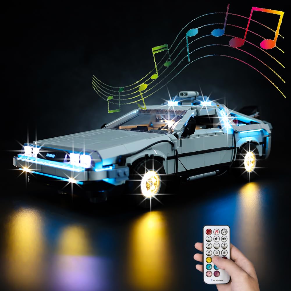 Kyglaring LED Lighting Kit Designed for Lego Creator Expert Back to The Future Time Machine 10300 Model Building Kit Without Lego Set Standard RC Sound Version