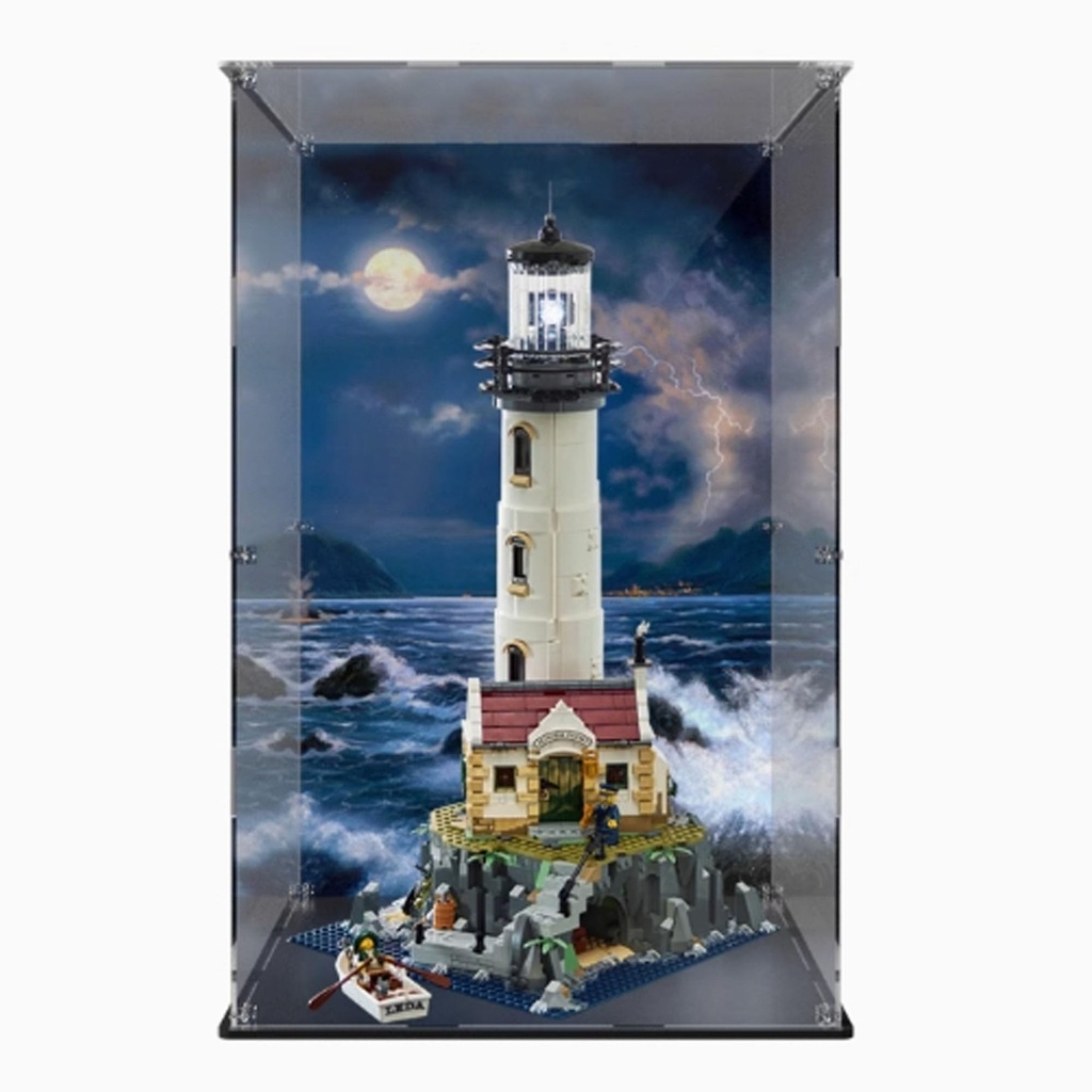 DDXMML Acrylic Display Case Compatible with Lego 21335 Lighthouse Dustproof UVResistant Transparent 353556 cm137137220 inches WoodPlastic Composite Frame Clear