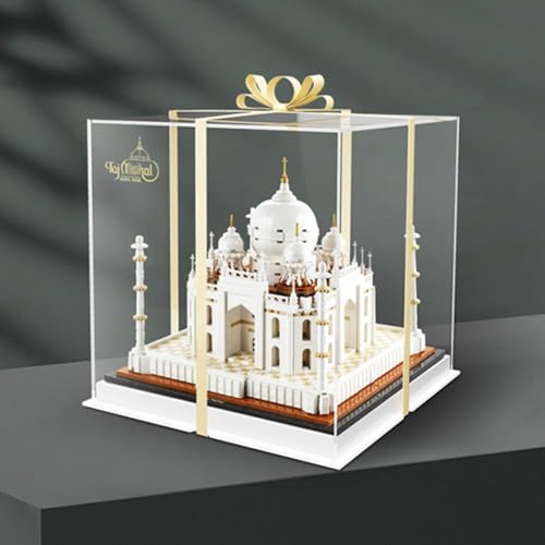 BoHeart AcrylVitrine für Lego 21056 Taj Mahal Architecture staubdichte Displaybox Aufbewahrungsbox transparente Box Displaybox kompatibel mit 21056nur Hülle kein Modell