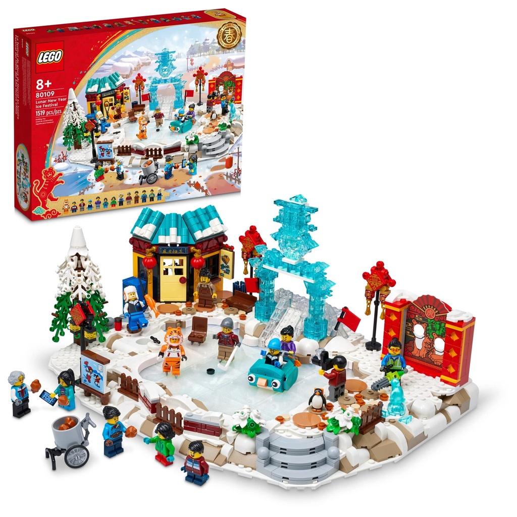 LEGO Lunar Year Ice Festival 80109 Building Kit Gift Toy for Kids Aged 8 and Up Building Set Featuring a Detailed Winter Scene Chun Ice Sculpture 13 Minifigures and More 1519 Pieces