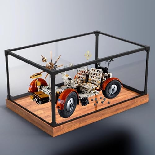 Transparent Acrylic display box for Lego 42182 Lunar Surface Exploration Vehicle model Dustproof Storage Display Box Model Not Included woodgrain base