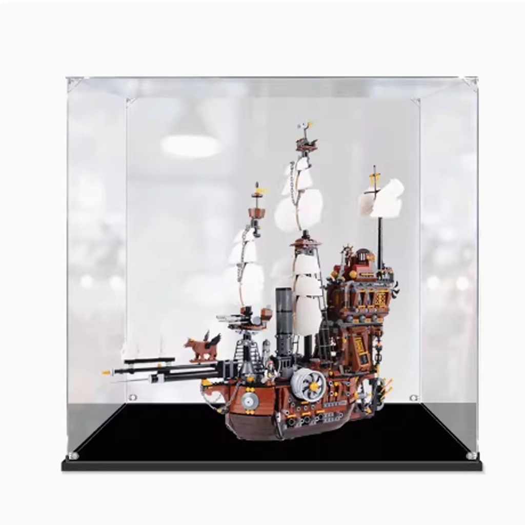 Clear Acrylic Display Box Compatible with Lego 70810 Pirate Ship Model Dustproof Protect Decorations Collectibles Organizer