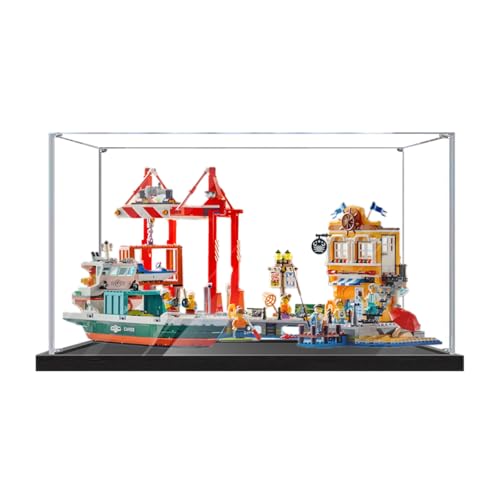 Acrylic Display Case for Lego 60422 Seaside Harbor with Cargo Ship Model without Brick Model 2 mm